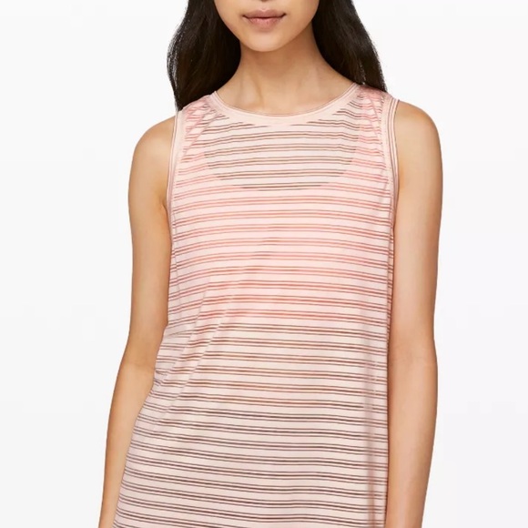 Lululemon meet halfway tank striped Sz 6-8 tie back light pink - Picture 4 of 10